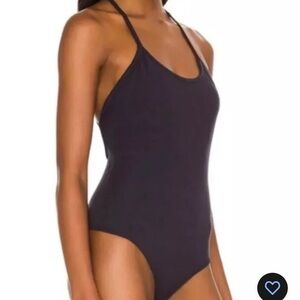 Agolde Dhalia Scoop Cross Back Cami Bodysuit /shadow Women's Size XL